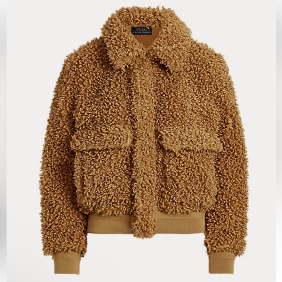 NWT Polo Ralph Lauren High-Pile Curly Fleece Teddy Bomber Jacket size large - Picture 5 of 13